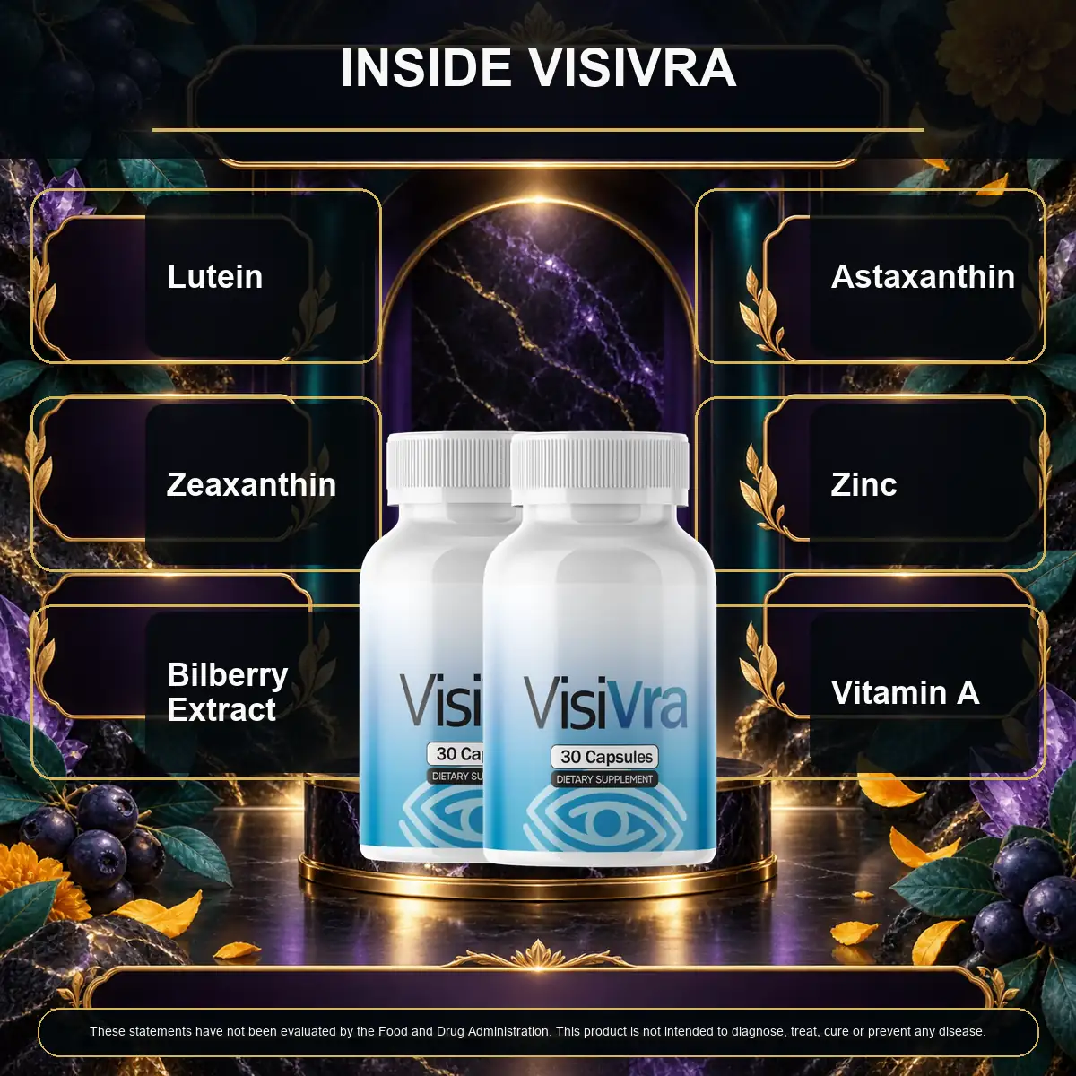 The supplier's Inside Visivra graphic naming its six actives